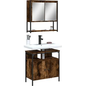 vidaXL Bathroom Furniture Set 2 Piece Smoked Oak - Bathroom Furniture vidaXL Bathroom Furniture Set 2 Piece Smoked Oak - Bathroom Furniture