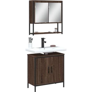 vidaXL Bathroom Furniture Set 2 Piece Sink Cabinet Brown Oak Engineered Wood vidaXL Bathroom Furniture Set 2 Piece Sink Cabinet Brown Oak Engineered Wood