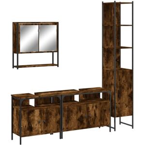 vidaXL Smoked Oak 4-Piece Bathroom Furniture Set vidaXL Smoked Oak 4-Piece Bathroom Furniture Set