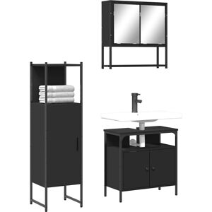 vidaXL Bathroom Furniture Set 3 Piece Mirror Cabinet Black - Bathroom Furniture Set vidaXL Bathroom Furniture Set 3 Piece Mirror Cabinet Black - Bathroom Furniture Set