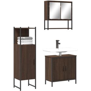 vidaXL Bathroom Furniture Set 3 Piece Sink Cabinet Brown Oak Engineered Wood vidaXL Bathroom Furniture Set 3 Piece Sink Cabinet Brown Oak Engineered Wood