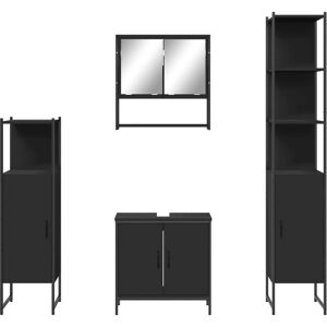 vidaXL 4 Piece Mirror Cabinet Bathroom Furniture Set - Black vidaXL 4 Piece Mirror Cabinet Bathroom Furniture Set - Black