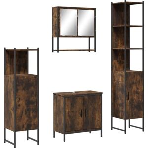 vidaXL Smoked Oak Bathroom Furniture Set 4 Piece - Bathroom Furniture vidaXL Smoked Oak Bathroom Furniture Set 4 Piece - Bathroom Furniture