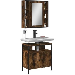 VidaXL Smoked Oak Bathroom Furniture Set 2 Piece - Bathroom Furniture Set VidaXL Smoked Oak Bathroom Furniture Set 2 Piece - Bathroom Furniture Set