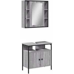 vidaXL Grey Sonoma Bathroom Furniture Set 2 Piece - Bathroom Furniture vidaXL Grey Sonoma Bathroom Furniture Set 2 Piece - Bathroom Furniture
