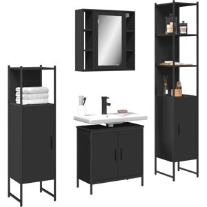 Vidaxl Black 4-Piece Bathroom Furniture Set Vidaxl Black 4-Piece Bathroom Furniture Set