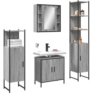 vidaXL Bathroom Cabinet Set 4 Piece Sink Grey Sonoma - Bathroom Furniture vidaXL Bathroom Cabinet Set 4 Piece Sink Grey Sonoma - Bathroom Furniture