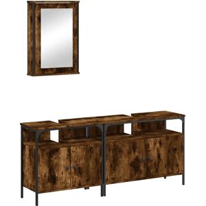 vidaXL Smoked Oak Bathroom Furniture Set 3 Piece - Bathroom Furniture vidaXL Smoked Oak Bathroom Furniture Set 3 Piece - Bathroom Furniture