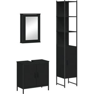 vidaXL Black Sonoma Bathroom Furniture Set 3 Piece - Bathroom Furniture vidaXL Black Sonoma Bathroom Furniture Set 3 Piece - Bathroom Furniture