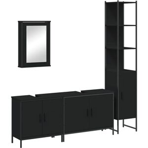 vidaXL Bathroom Furniture Set 4 Piece Sink Cabinet Brown Oak Engineered - Bathroom Furniture Set vidaXL Bathroom Furniture Set 4 Piece Sink Cabinet Brown Oak Engineered - Bathroom Furniture Set