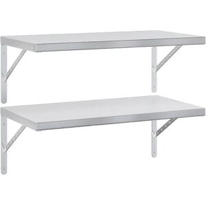 vidaXL Wall Shelves 75x40 cm Silver Stainless Steel - Wall Shelves vidaXL Wall Shelves 75x40 cm Silver Stainless Steel - Wall Shelves