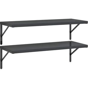 vidaXL Wall Shelves Floating Shelf Storage Shelf 2 pcs Black Stainless Steel - Wall Shelves vidaXL Wall Shelves Floating Shelf Storage Shelf 2 pcs Black Stainless Steel - Wall Shelves