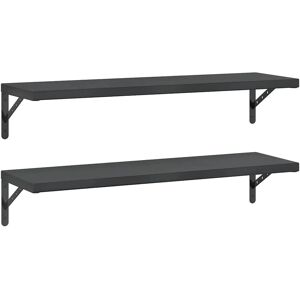 vidaXL Wall Shelves - Stainless Steel Floating Storage Shelf 2 pcs Black vidaXL Wall Shelves - Stainless Steel Floating Storage Shelf 2 pcs Black