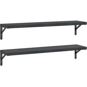 vidaXL Black Stainless Steel Wall Shelves - 2 pcs - Storage & Decor vidaXL Black Stainless Steel Wall Shelves - 2 pcs - Storage & Decor