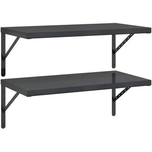 vidaXL Model 75x40 cm Black Stainless Steel Wall Shelves - Wall Shelves vidaXL Model 75x40 cm Black Stainless Steel Wall Shelves - Wall Shelves