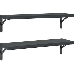 vidaXL Black Stainless Steel Wall Shelves 75x23.5cm - Storage & Decor vidaXL Black Stainless Steel Wall Shelves 75x23.5cm - Storage & Decor