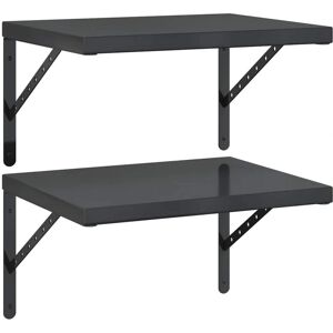 vidaXL Wall Shelves Floating Shelf Storage Shelf 2 pcs Black Stainless Steel - Wall Shelves vidaXL Wall Shelves Floating Shelf Storage Shelf 2 pcs Black Stainless Steel - Wall Shelves