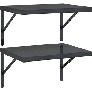 vidaXL Wall Shelves Floating Shelf Storage Shelf 2 pcs Black Stainless Steel - Wall Shelves vidaXL Wall Shelves Floating Shelf Storage Shelf 2 pcs Black Stainless Steel - Wall Shelves
