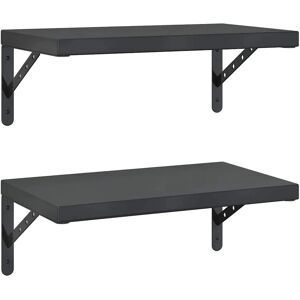 vidaXL Wall Shelves - 2 pcs Black Stainless Steel vidaXL Wall Shelves - 2 pcs Black Stainless Steel