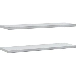 vidaXL Silver Wall Shelves 2 pcs 100x30x3 cm - Wall Shelves vidaXL Silver Wall Shelves 2 pcs 100x30x3 cm - Wall Shelves