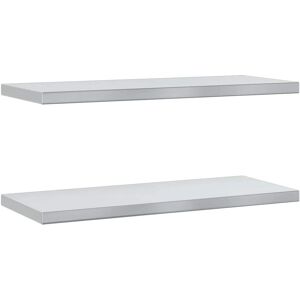 vidaXL Silver Wall Shelves - 75x30x3 cm Stainless Steel Wall Shelf Set vidaXL Silver Wall Shelves - 75x30x3 cm Stainless Steel Wall Shelf Set