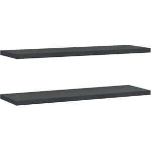 vidaXL Black Stainless Steel Wall Shelves - 2 pcs - Wall Storage Shelf vidaXL Black Stainless Steel Wall Shelves - 2 pcs - Wall Storage Shelf