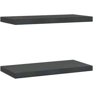 vidaXL Black Stainless Steel Wall Shelves - 50x23.5x3 cm - Wall Shelves vidaXL Black Stainless Steel Wall Shelves - 50x23.5x3 cm - Wall Shelves