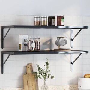 vidaXL Black 40x2.5x25 cm Shelf Brackets - Shelf Support vidaXL Black 40x2.5x25 cm Shelf Brackets - Shelf Support