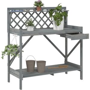 vidaXL Pflanzbank mit Rankgitter Grau Massivholz Kiefer - Pflanzbank vidaXL Pflanzbank mit Rankgitter Grau Massivholz Kiefer - Pflanzbank