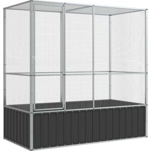 vidaXL Silver Steel Bird Cage 210.5x107x212 cm - Bird Cage vidaXL Silver Steel Bird Cage 210.5x107x212 cm - Bird Cage