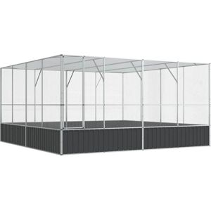 vidaXL Aviary Large Bird Cage Walk In Silver Steel - Bird Cage vidaXL Aviary Large Bird Cage Walk In Silver Steel - Bird Cage