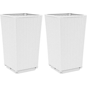 vidaXL White Garden Planter 32.5x32.5x57 cm - Garden Planter vidaXL White Garden Planter 32.5x32.5x57 cm - Garden Planter