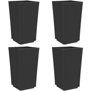 vidaXL Garden Planters Outdoor Flower Pot Herb Planter Pot Box 4 pcs Black - Garden Planters vidaXL Garden Planters Outdoor Flower Pot Herb Planter Pot Box 4 pcs Black - Garden Planters
