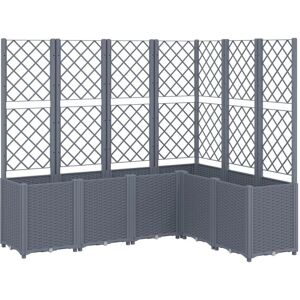 vidaXL Garden Planter with Trellis Grey - Outdoor Flower Pot - Garden Type vidaXL Garden Planter with Trellis Grey - Outdoor Flower Pot - Garden Type