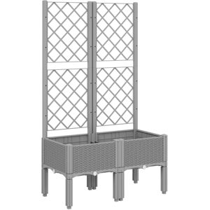 vidaXL Garden Planter with Trellis - Garden Planter - Durable PP - Light Grey vidaXL Garden Planter with Trellis - Garden Planter - Durable PP - Light Grey