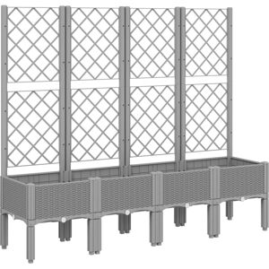 vidaXL Garden Planter with Trellis Light Grey 160x40x142 cm PP - Garden Planter vidaXL Garden Planter with Trellis Light Grey 160x40x142 cm PP - Garden Planter