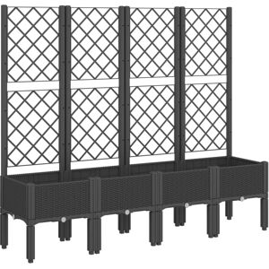 vidaXL Gartentopf mit Rankgitter 160x40x142 cm Schwarz vidaXL Gartentopf mit Rankgitter 160x40x142 cm Schwarz