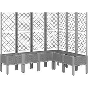 vidaXL Garden Planter with Trellis Light Grey - Garden Planter vidaXL Garden Planter with Trellis Light Grey - Garden Planter