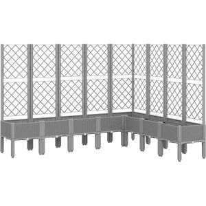vidaXL Garden Planter with Trellis Light Grey - Garden Planter vidaXL Garden Planter with Trellis Light Grey - Garden Planter