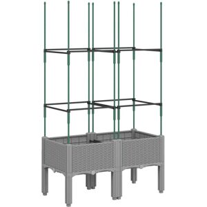 vidaXL Garden Planter with Trellis Light Grey - Garden Planter vidaXL Garden Planter with Trellis Light Grey - Garden Planter