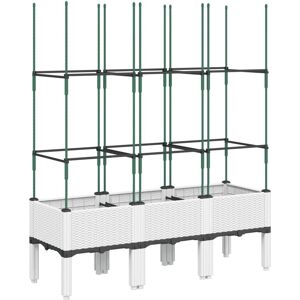 vidaXL Garden Planter with Trellis White 120x40x142.5 cm - Garden Planter vidaXL Garden Planter with Trellis White 120x40x142.5 cm - Garden Planter