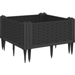 vidaXL Garden Planter with Pegs Black 42.5x42.5x28.5 cm - Planter Box vidaXL Garden Planter with Pegs Black 42.5x42.5x28.5 cm - Planter Box