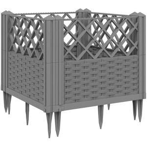 vidaXL Garden Planter with Pegs Light Grey - Planter Box vidaXL Garden Planter with Pegs Light Grey - Planter Box