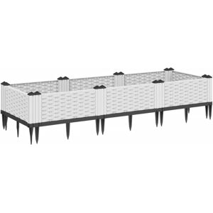 vidaXL Garden Planter with Pegs White 125x40x28.5 cm - Garden Planter vidaXL Garden Planter with Pegs White 125x40x28.5 cm - Garden Planter