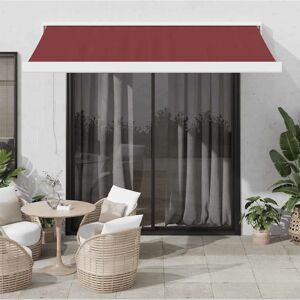vidaXL Manual Burgundy White 350x250cm Retractable Awning - Retractable Awning vidaXL Manual Burgundy White 350x250cm Retractable Awning - Retractable Awning