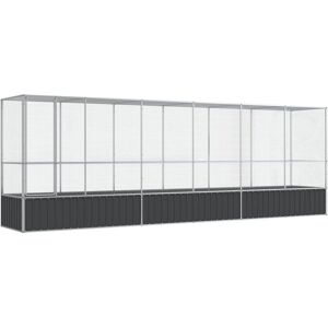 vidaXL Silver Steel Aviary 626.5x107x212 cm - Bird Aviary vidaXL Silver Steel Aviary 626.5x107x212 cm - Bird Aviary
