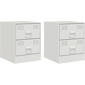vidaXL Bedside Cabinet - 2 pcs White Steel vidaXL Bedside Cabinet - 2 pcs White Steel