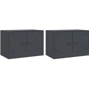 vidaXL 2 pcs Steel Anthracite TV Cabinets - TV Stand Media Unit vidaXL 2 pcs Steel Anthracite TV Cabinets - TV Stand Media Unit
