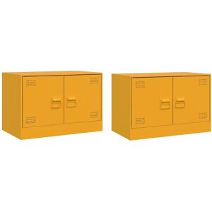 vidaXL Mustard Yellow 2 pcs TV Cabinets - TV Stand & Media Unit vidaXL Mustard Yellow 2 pcs TV Cabinets - TV Stand & Media Unit