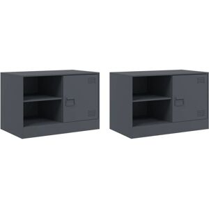 vidaXL Steel Anthracite TV Cabinet - TV Stand & Unit - 2 pcs vidaXL Steel Anthracite TV Cabinet - TV Stand & Unit - 2 pcs